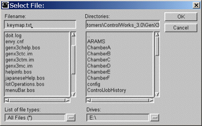 ControlWorks version of the Open/Save keymap dialog box.