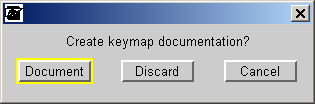 Image of create keymap documentation dialog box. Pops up to confirm that it is OK to create the documentation file.