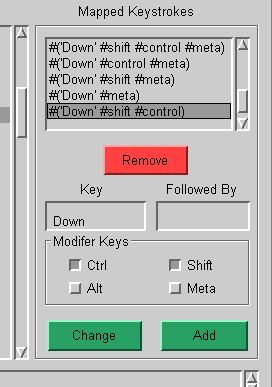 Image of the Mapped Keystroke section of a DispatchTableEditor window.