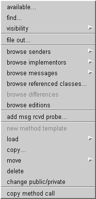 Method name list pane pop up menu. The menu choice “copy method call” was added.