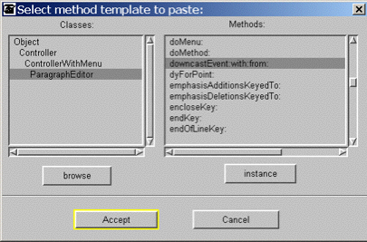 Paste Method Template Dialog Box image