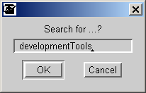 Search for string in application classes dialog box.