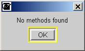 No methods with searched for string were found dialog box.